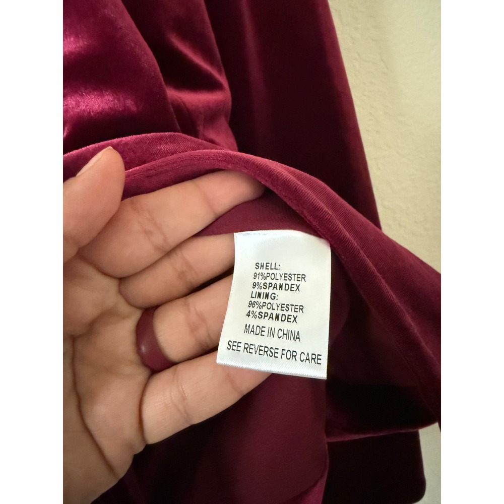 Lucy Paris Womens Burgundy Velvet Single Button Blazer Jacket Wine Red Size M - Picture 5 of 6